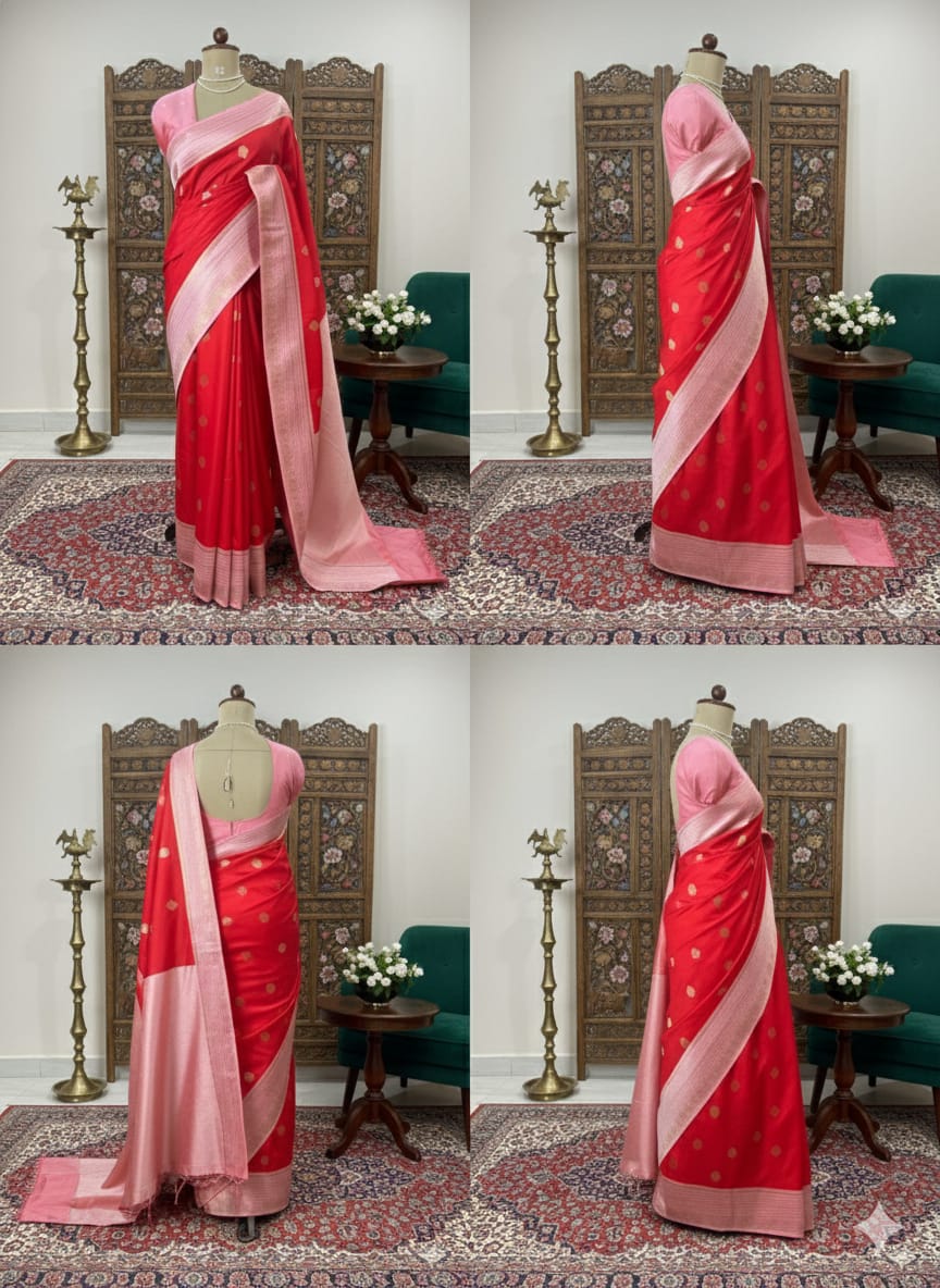Red n pink soft silk 05 saree