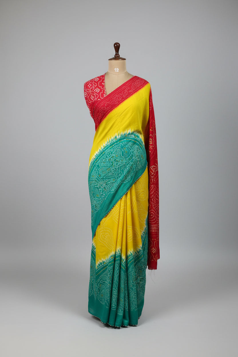 Yellow Patola modal satin 102 saree