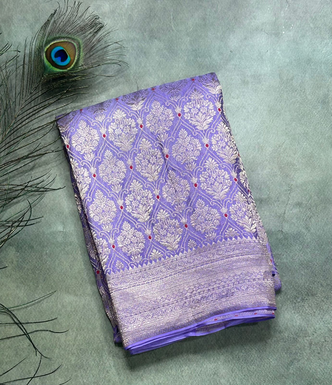 Lilac brocade pure mysore-104 silk saree