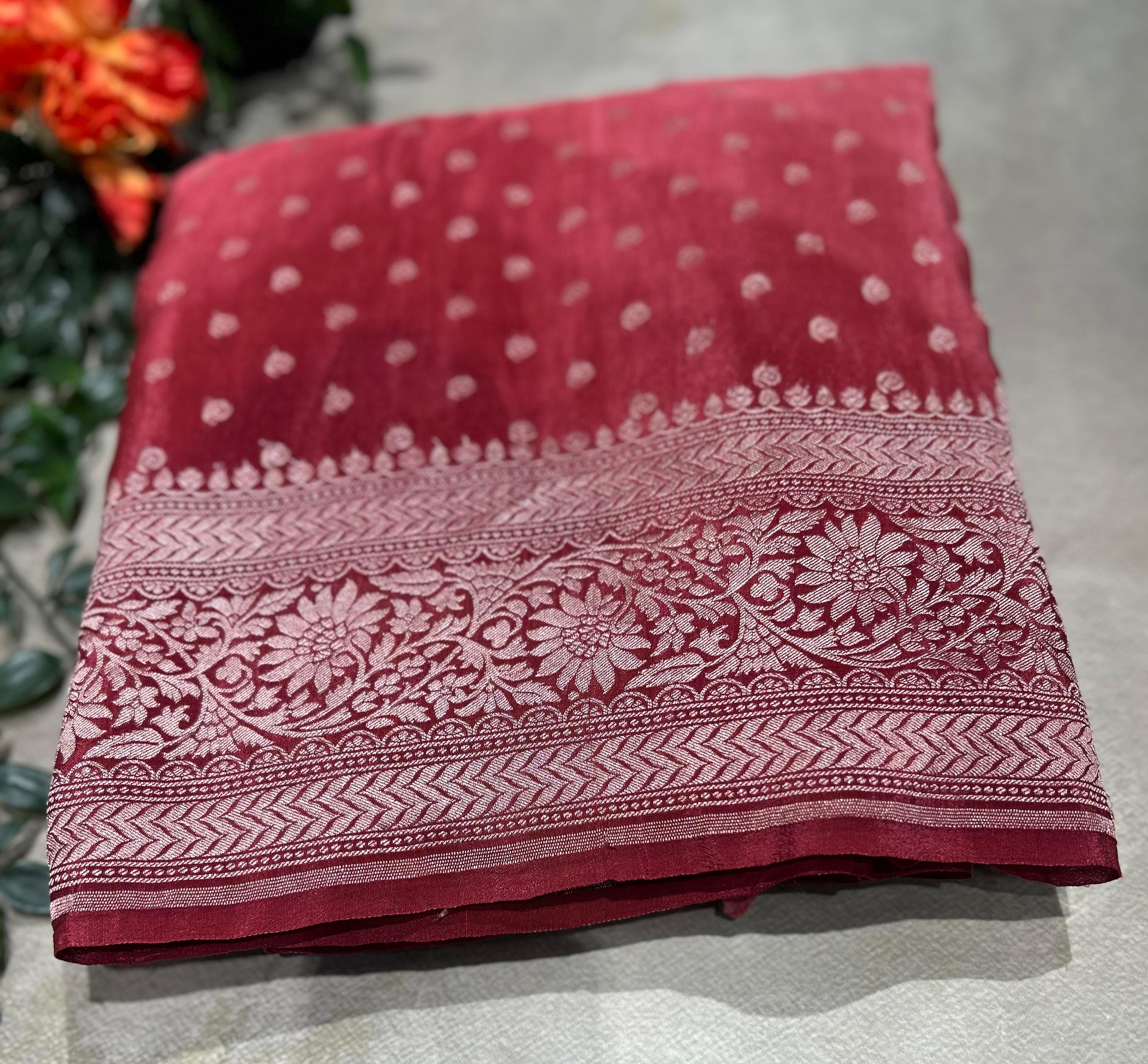 Multitone silver zari pure benarasi crepe 104 silk saree