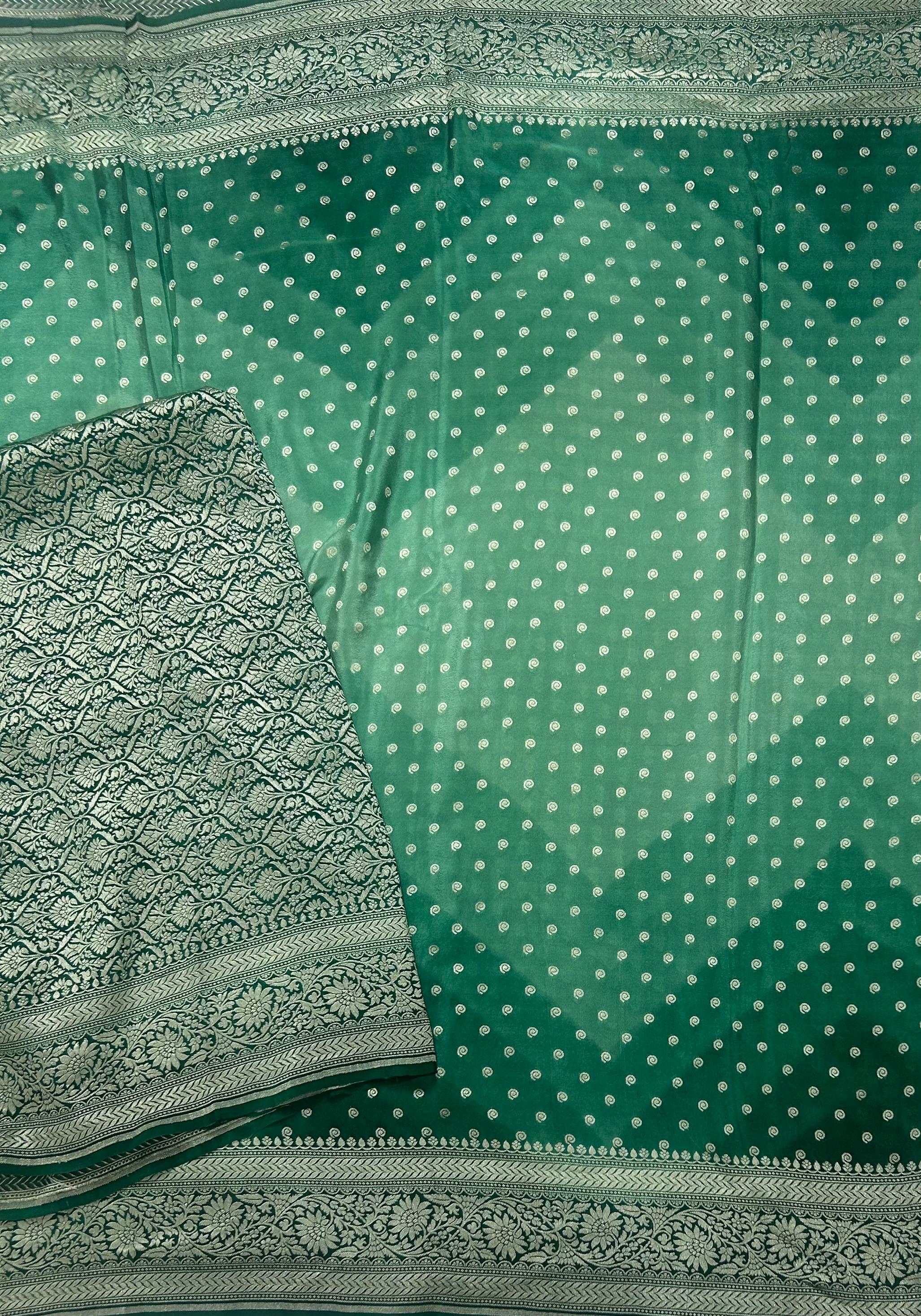 Multitone silver zari pure benarasi crepe 104 silk saree