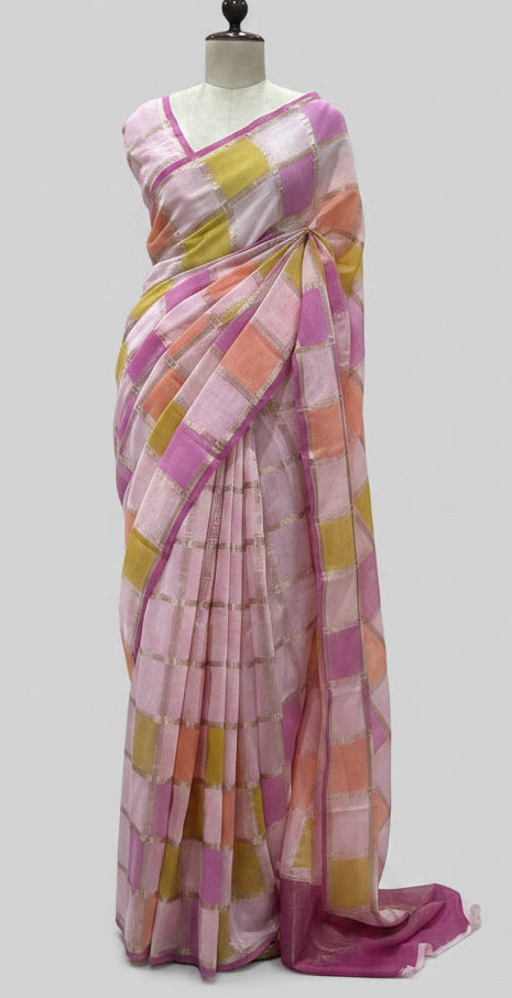 Rankart soft tussar crepe checks 105 saree