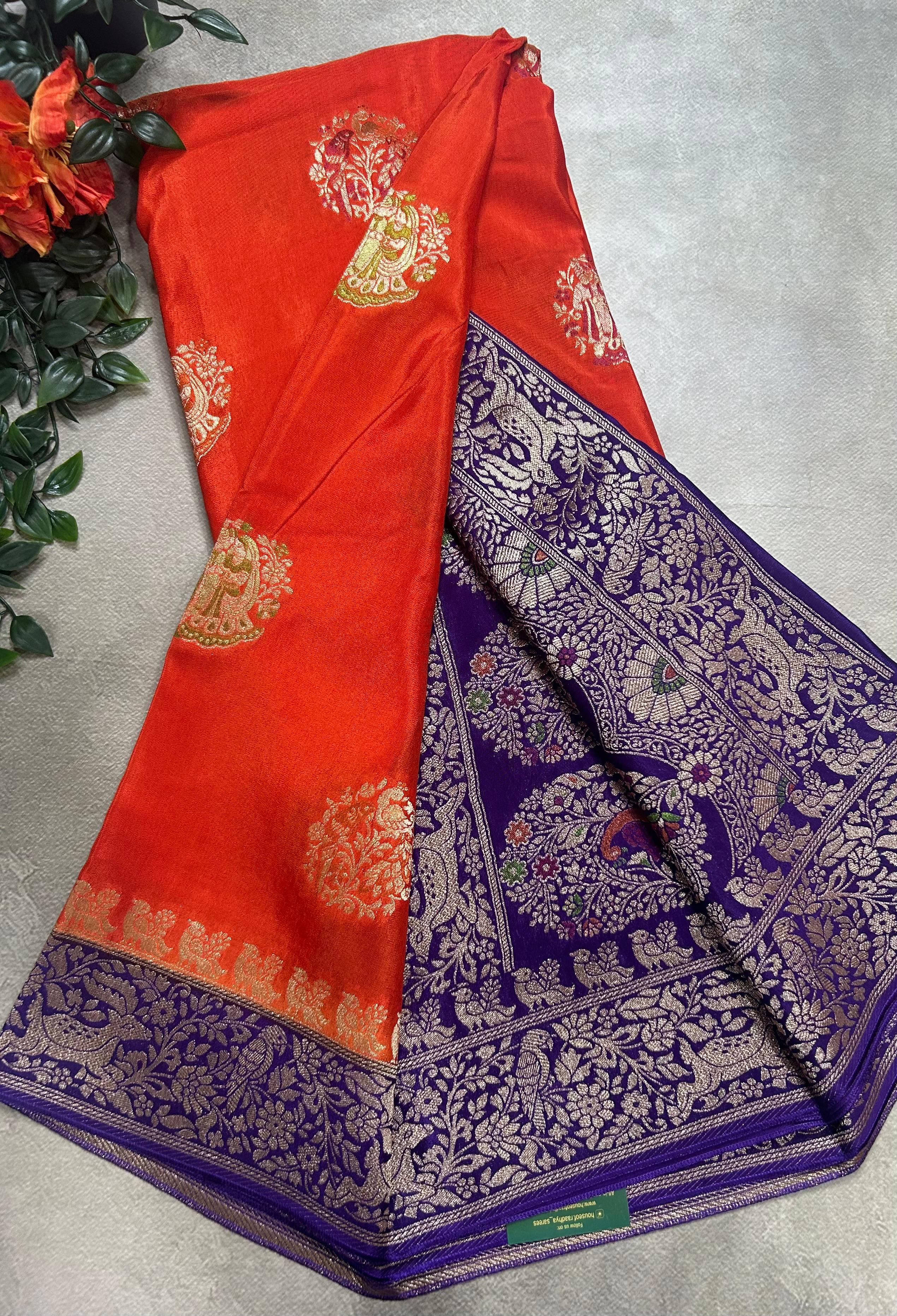Orange meena butta semi mysore 105 saree