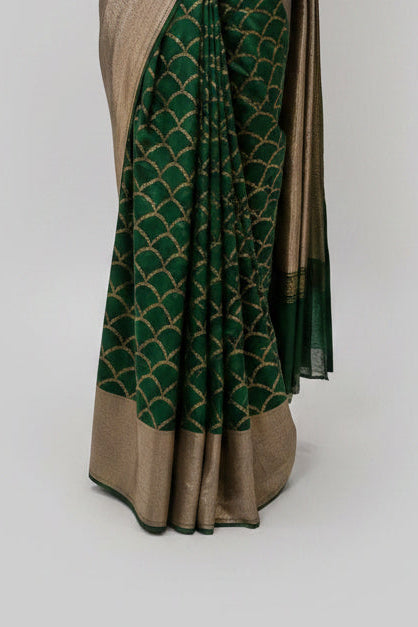 Bottle Green (Half Saree) Tissue Banarasi Brocade Saree 106