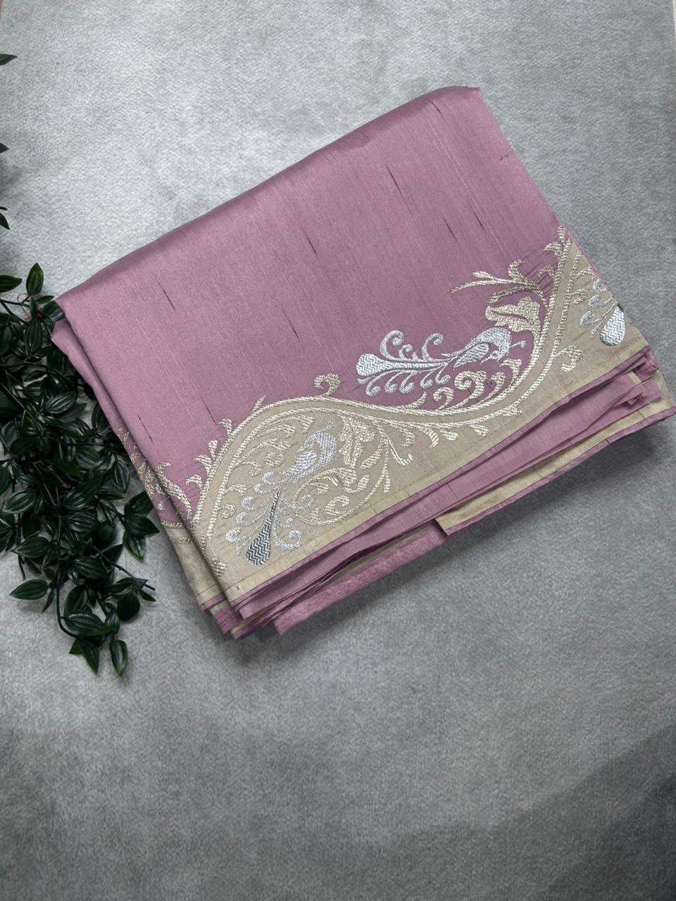 Pastel Pink Semi Tussar 106 Saree