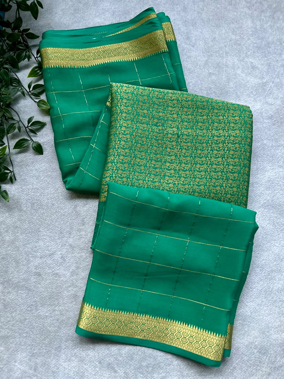 Rama green brocade Pure Mysore Silk Saree BMS107