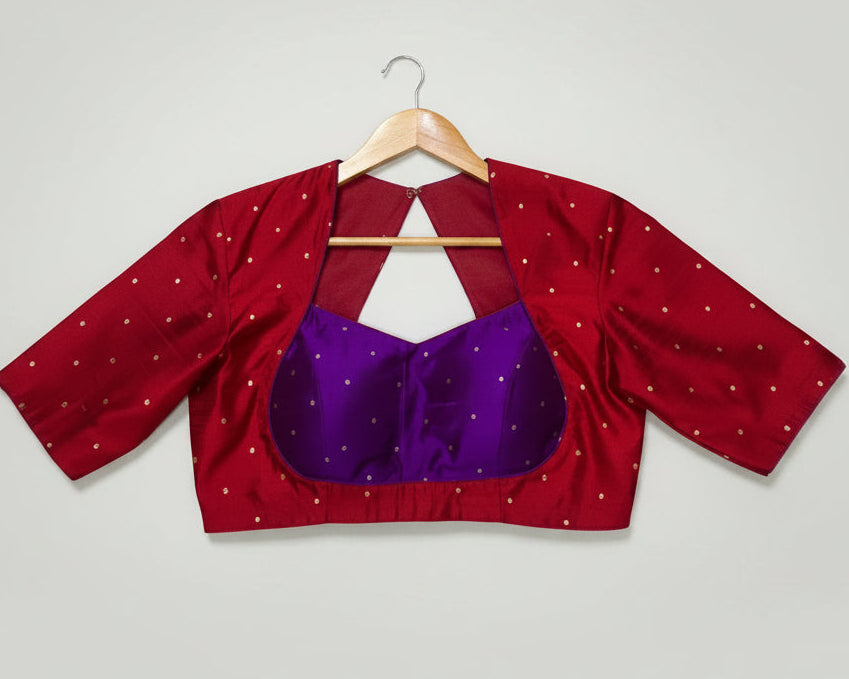 Maroon n purple raw silk blouse 107