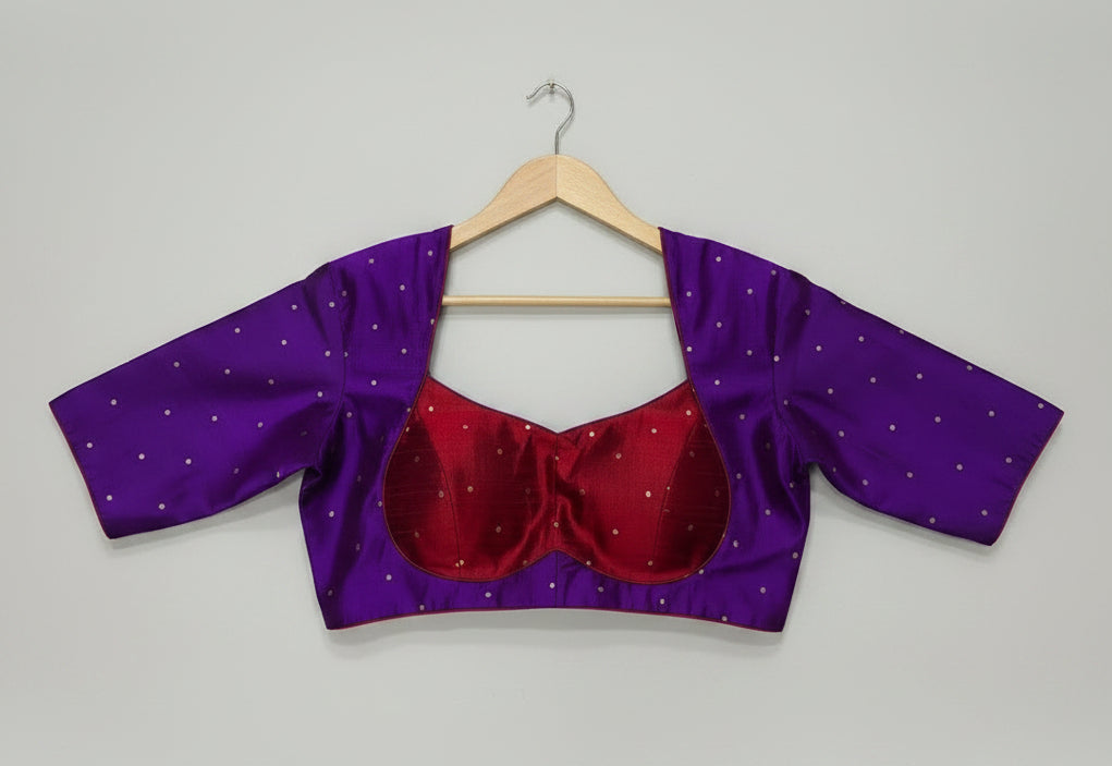 Purple n maroon raw silk blouse 107