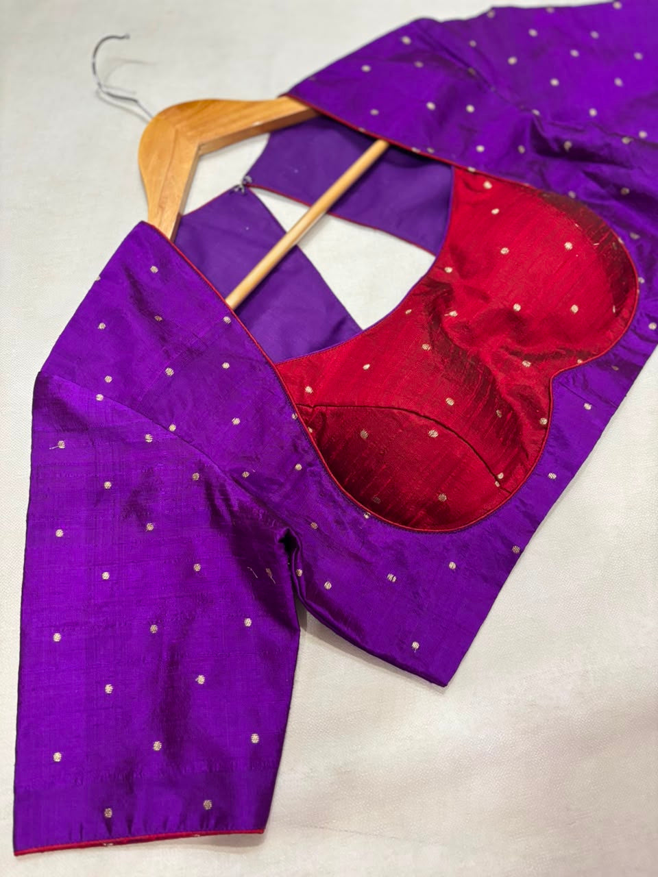 Purple n maroon raw silk blouse 107