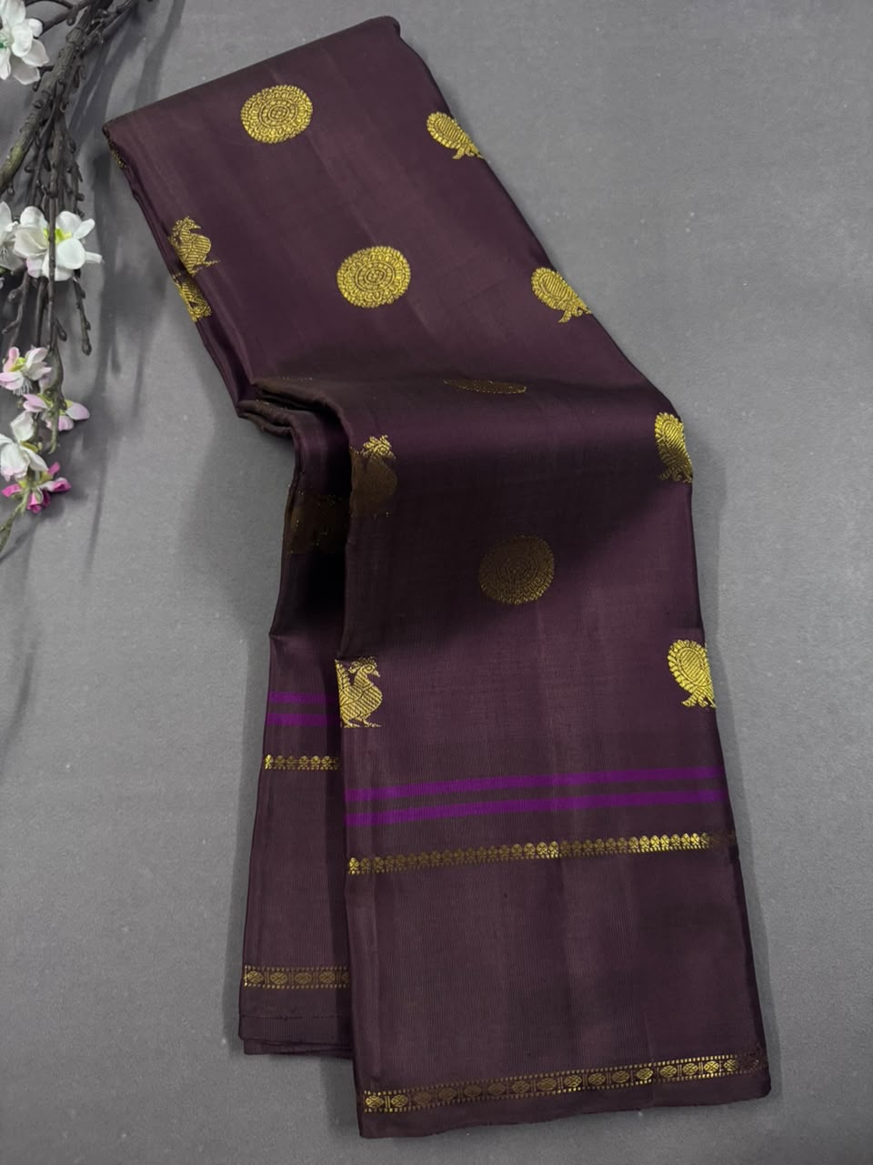Brown Pure Kanchi Silk Saree 107