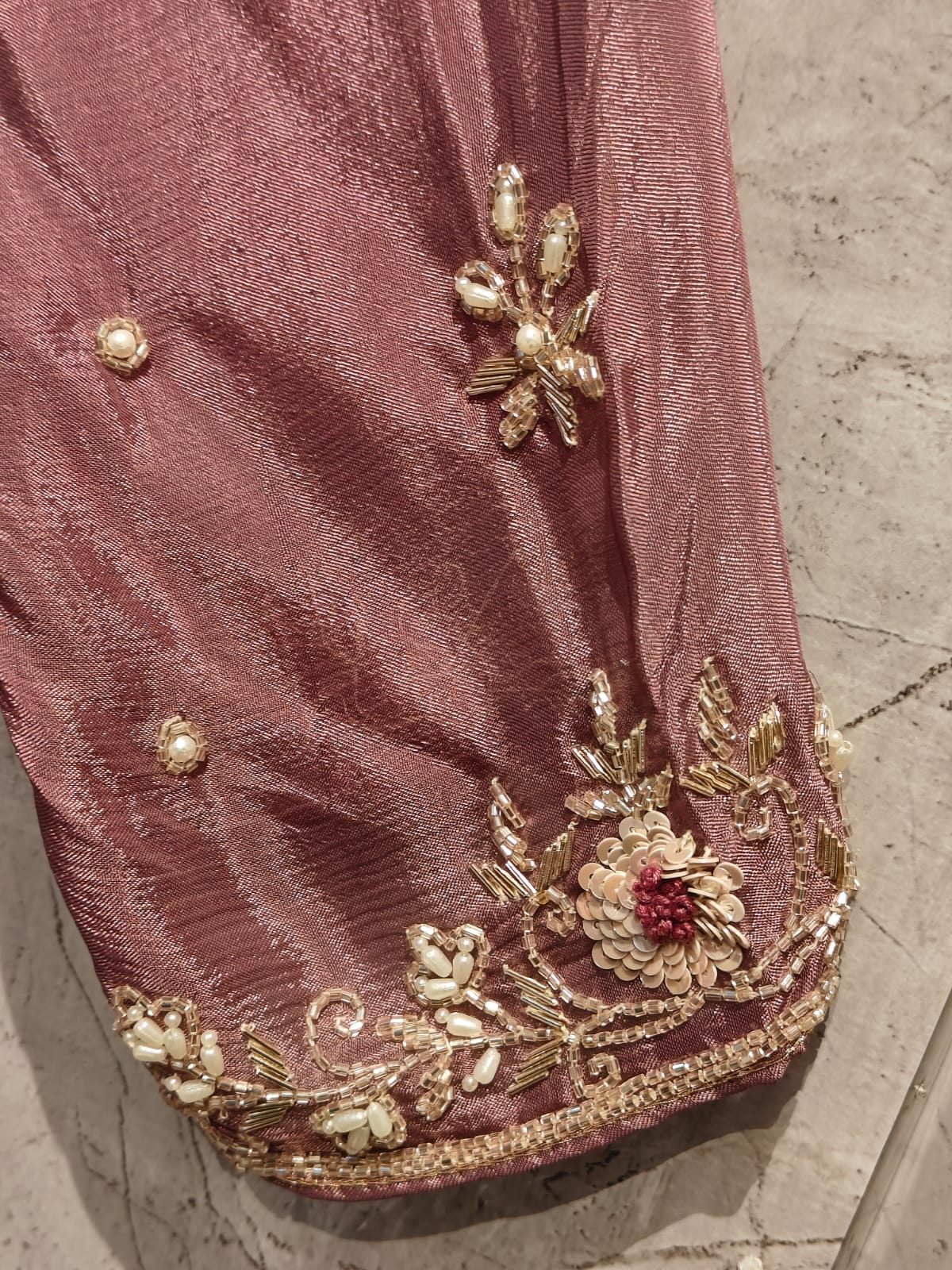 Onion Anarkali Chinnon Hand Embroidery Kurtha 567