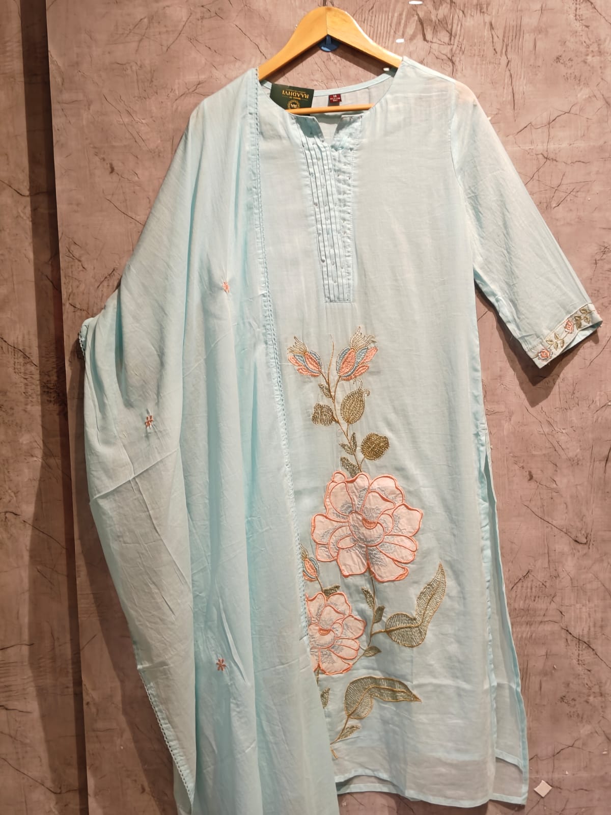 Sky Blue Mul Cotton Straight Fit  Kurtha 643