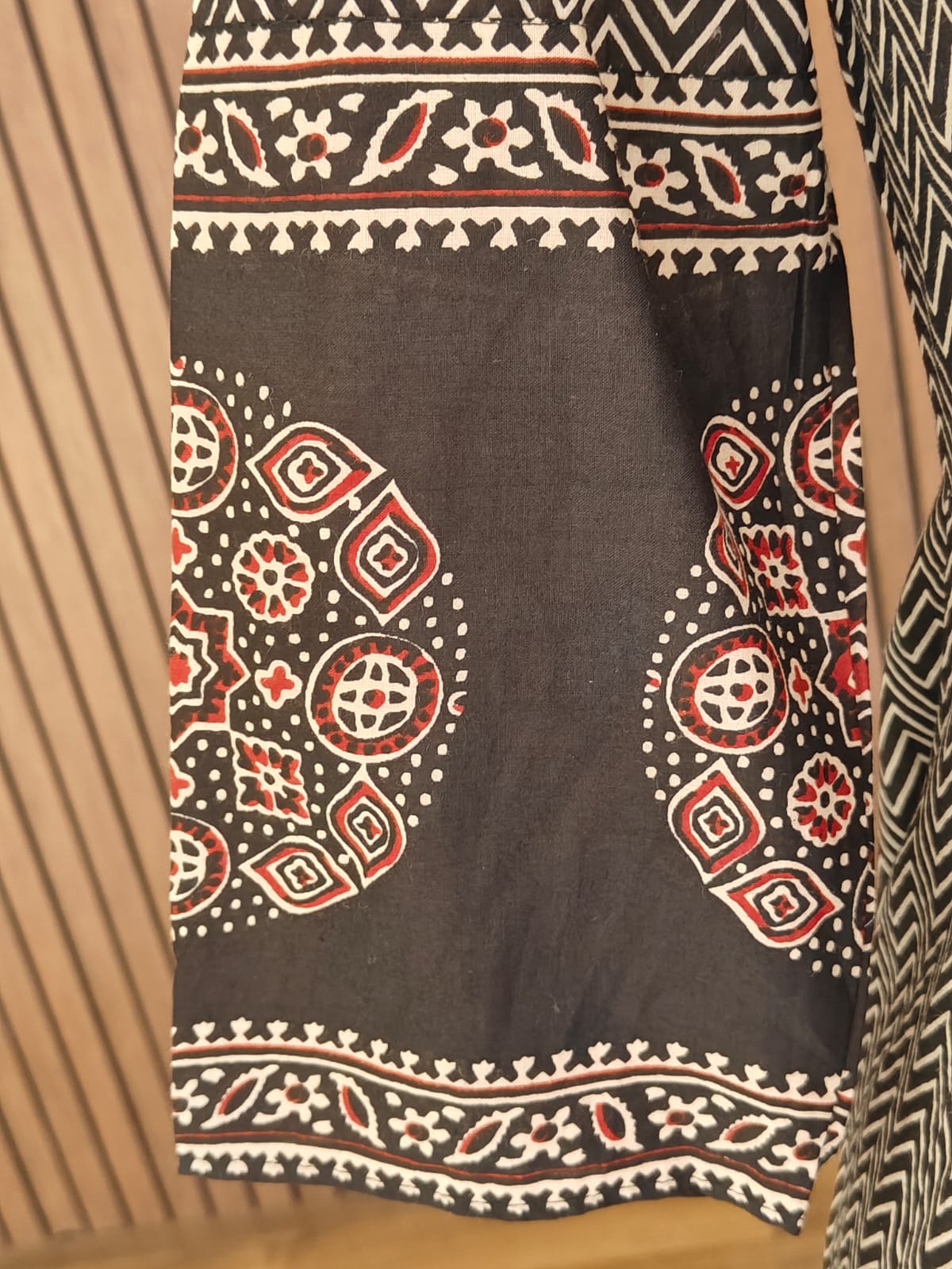 Black Cotton Anarkali Block Print Kurtha 787