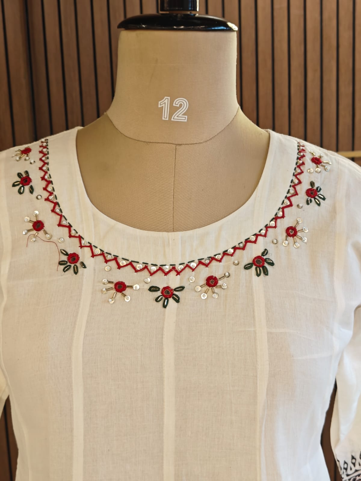 White mul Cotton Anarkali Kurtha 389