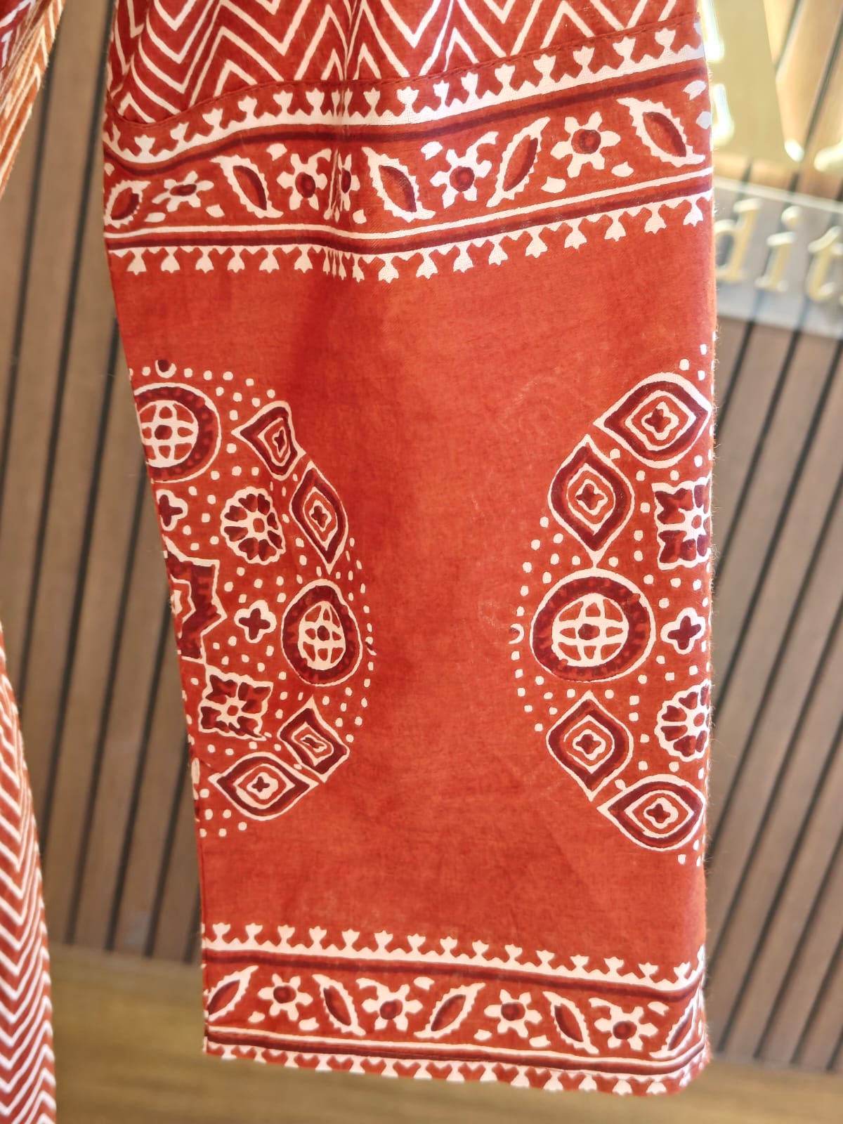 Maroon  Cotton Anarkali Block Print Kurtha 787