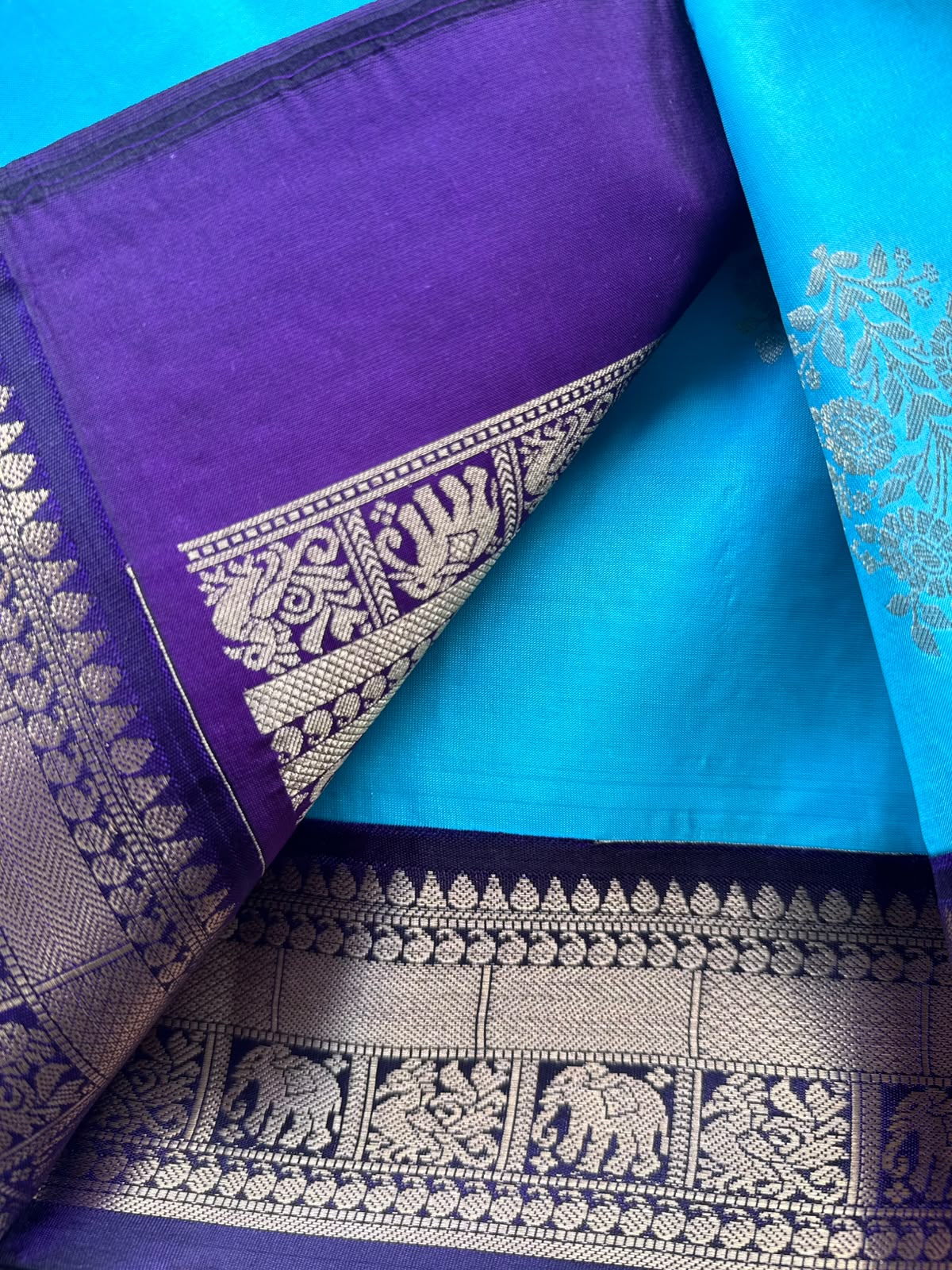 Sky Blue Pure Kanchi Silk Saree 109