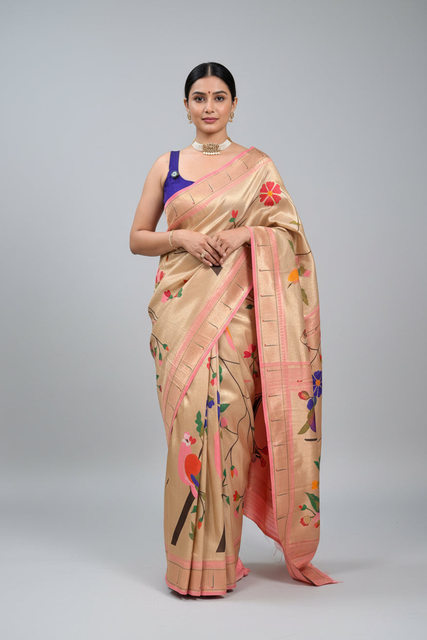 Pink tissue Paithani Saree 109