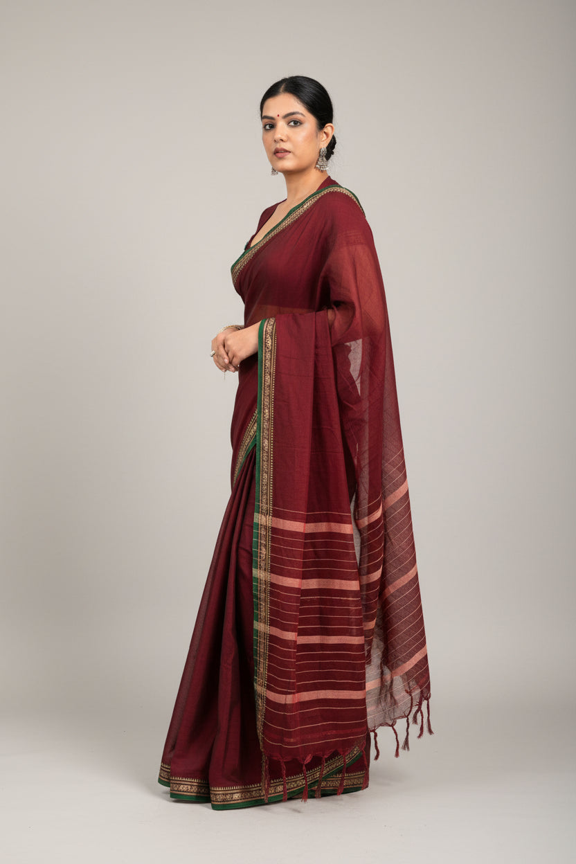 Maroon Narayanpet Cotton Saree 109