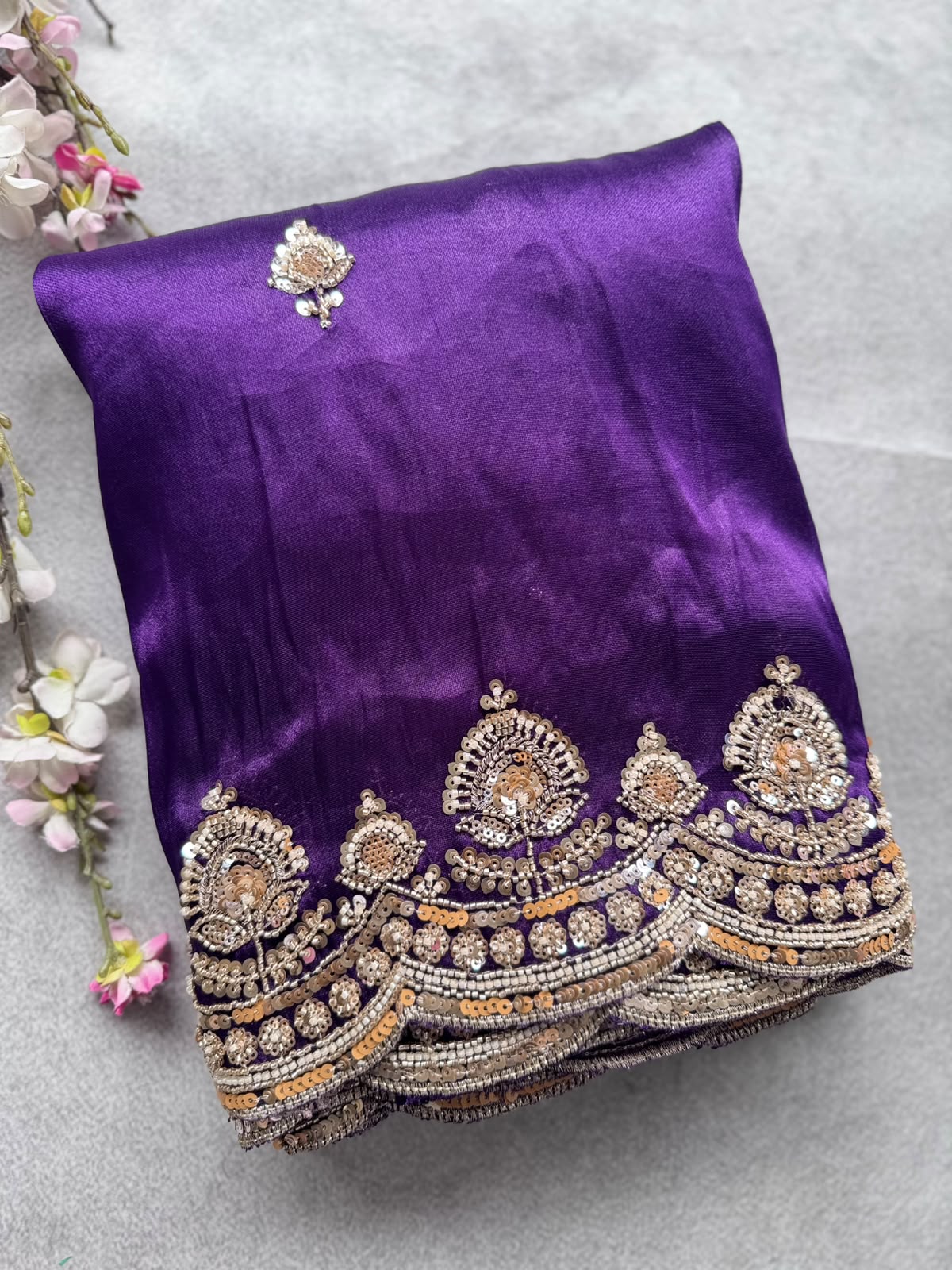 Purple Glass Tissue Party Wear Saree 110