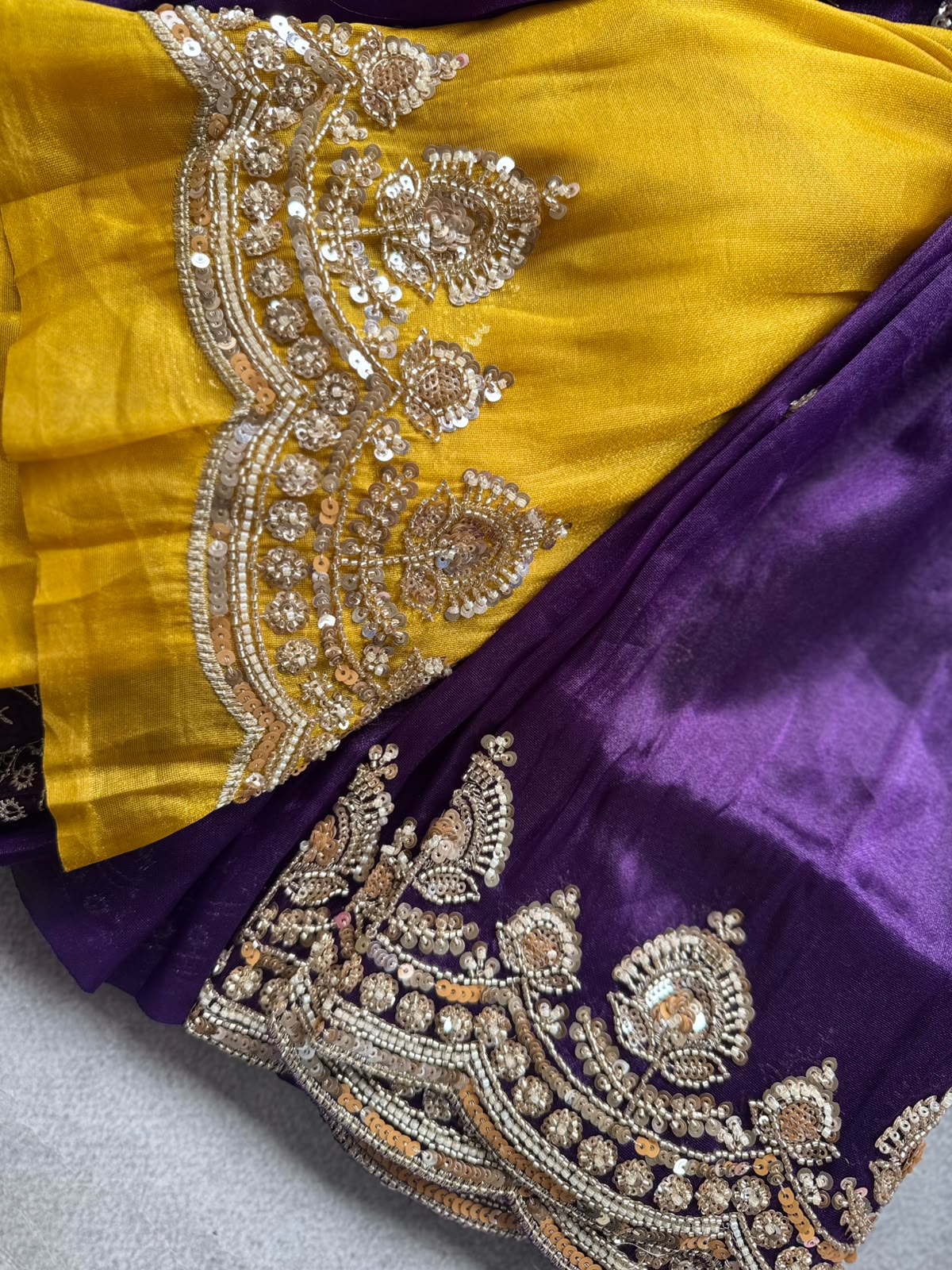 Purple Glass Tissue Party Wear Saree 110