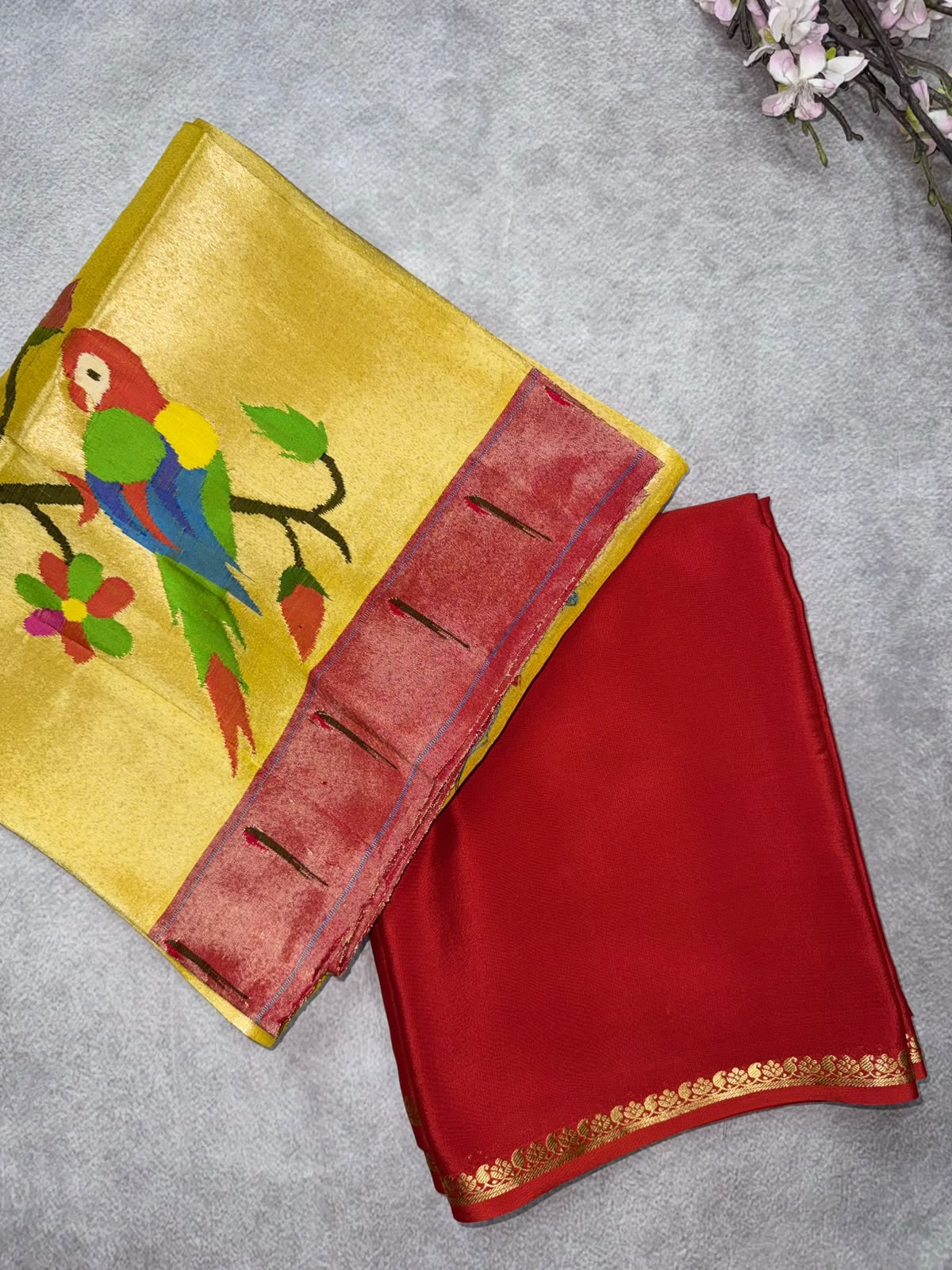 Rust Orange Pure Mysore Crepe Silk Saree with Unstitched Blouse 110