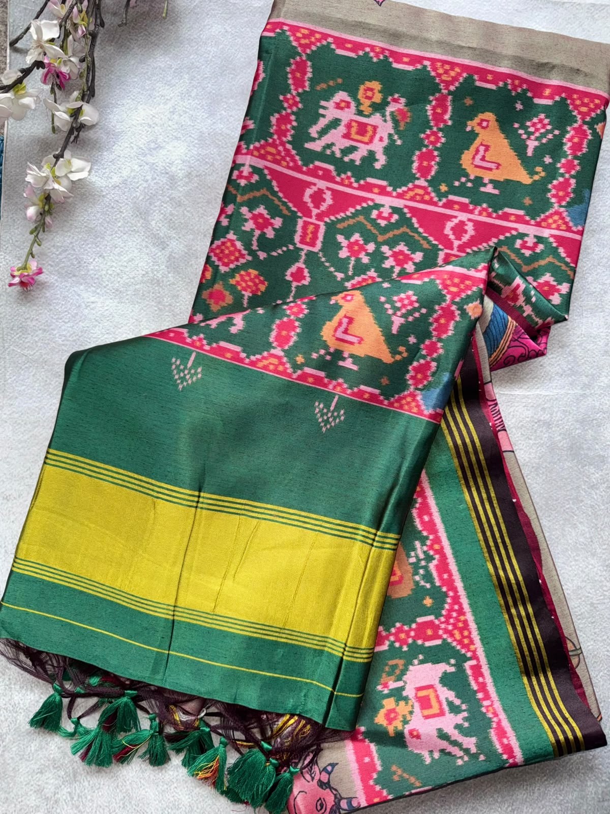 Green Semi Patola Saree 109