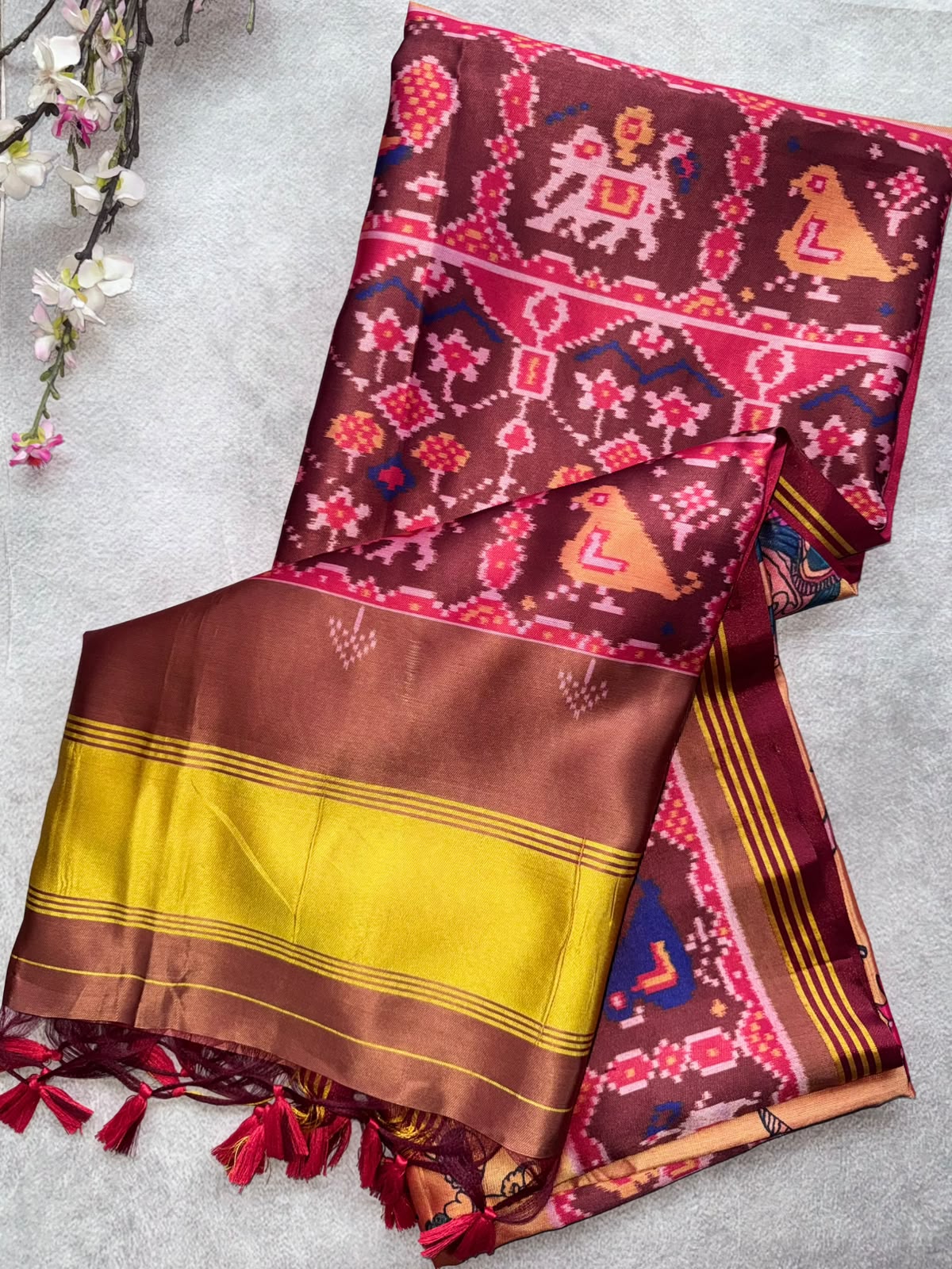 Mustard Semi Patola Saree 109