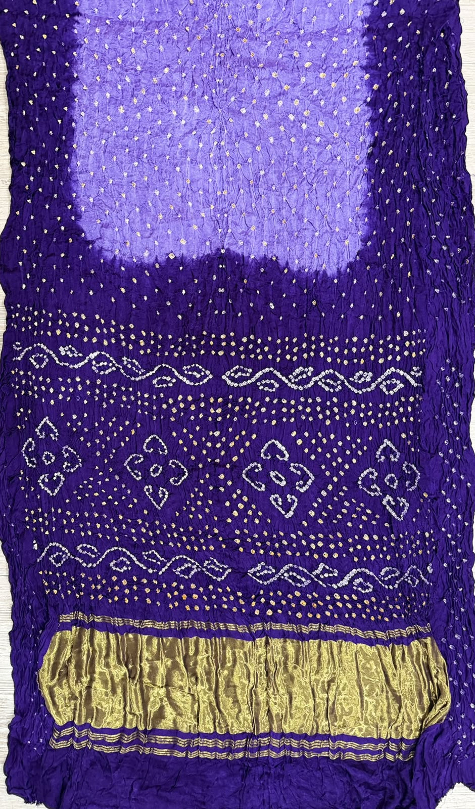 Lavender Bandhani Crepe Silk Saree 110