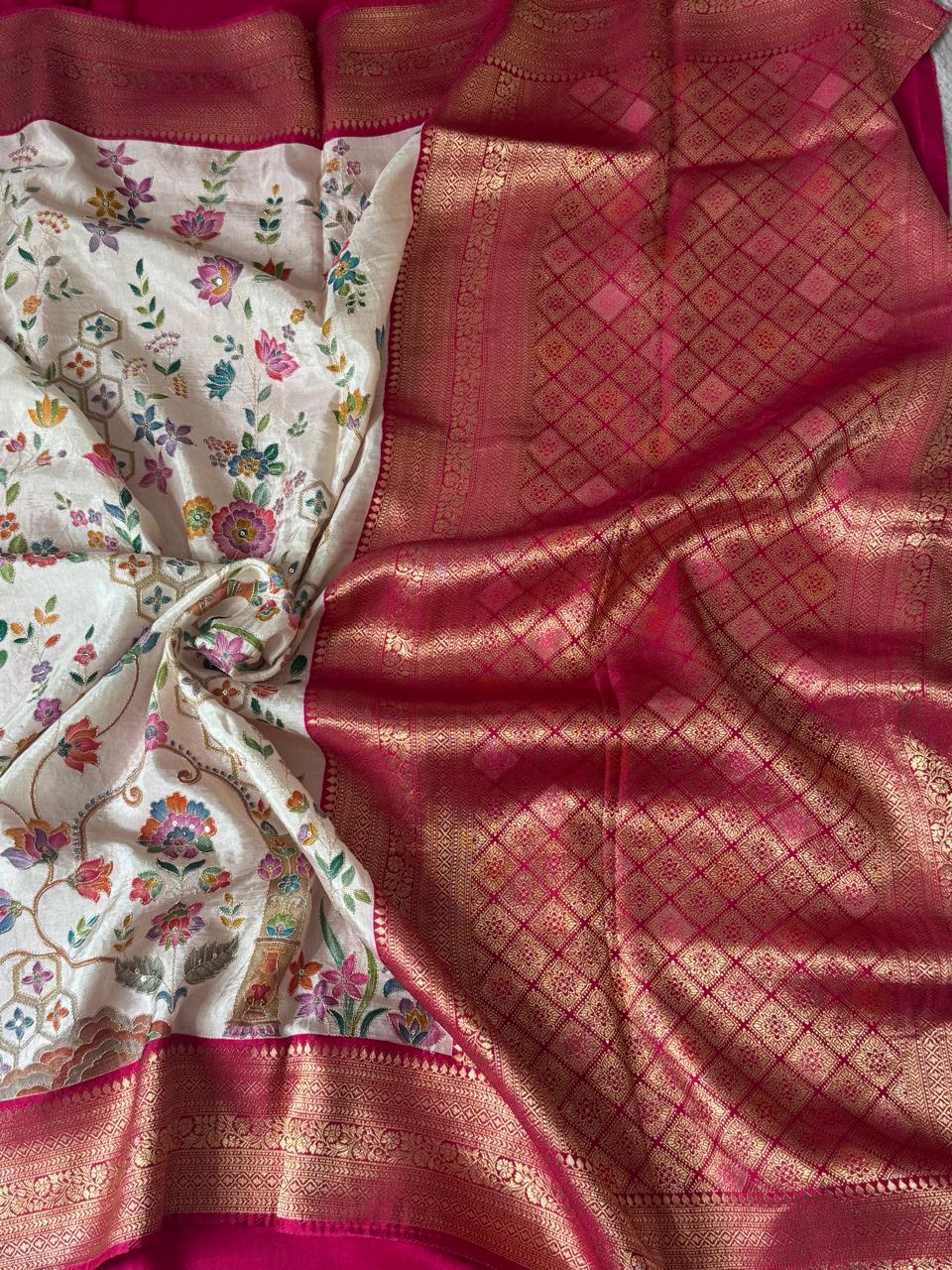 Gold Pashmina Georgette Saree 110