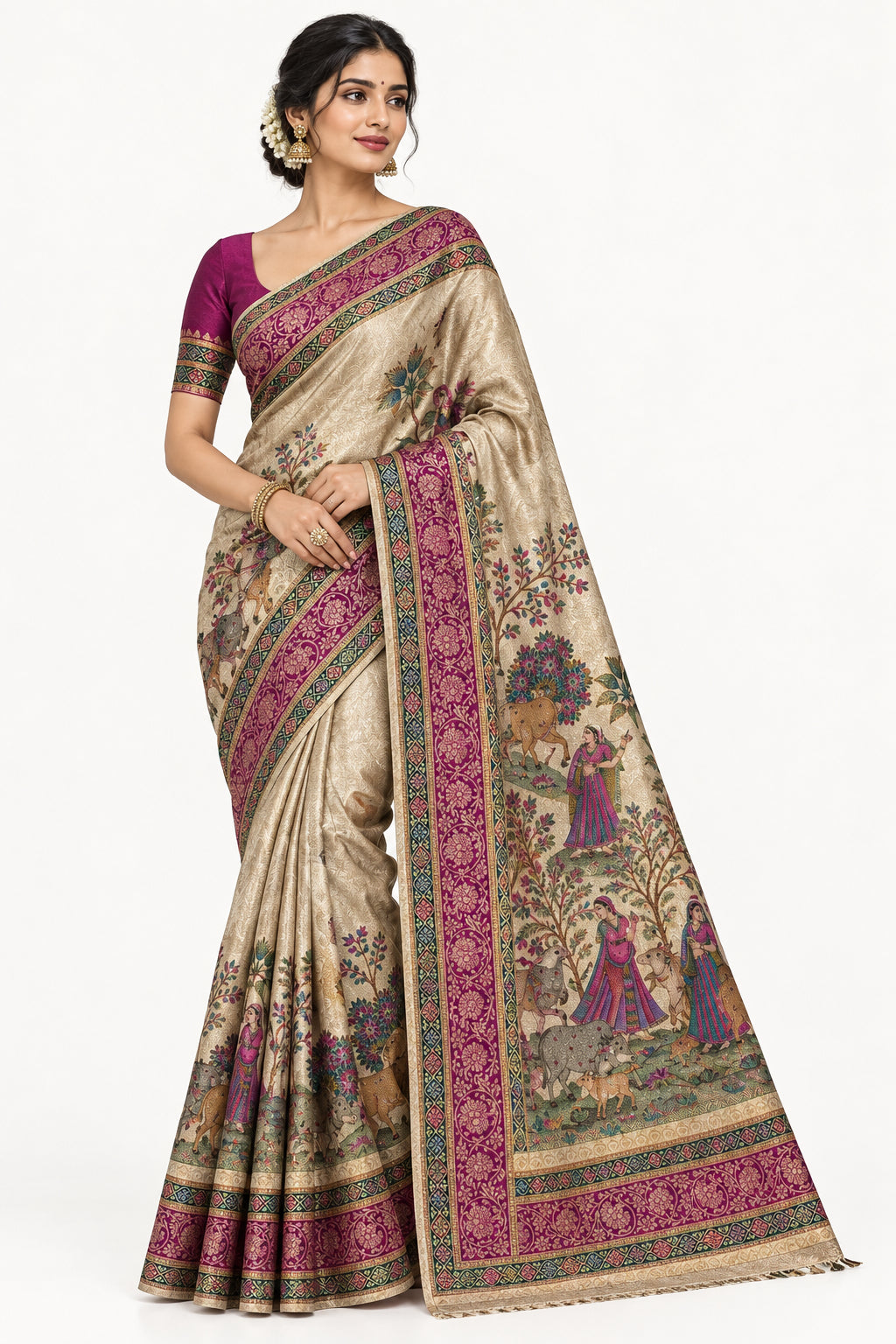 Golden  Pashmina Georgette Saree 110