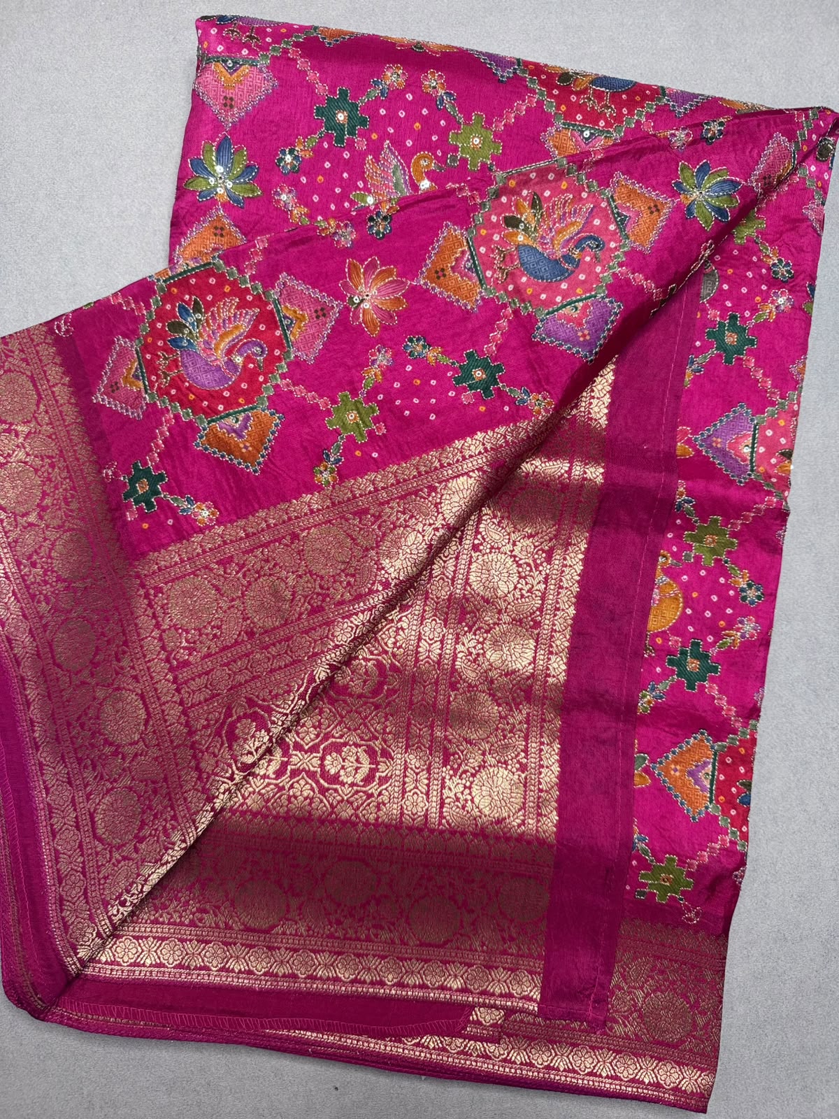 Rani Pink Pashmina Georgette Saree 110