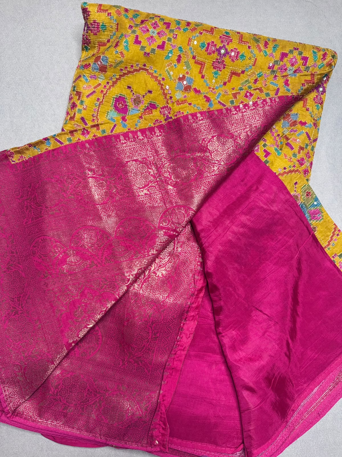 Mustard Yellow Pashmina Georgette Saree 110