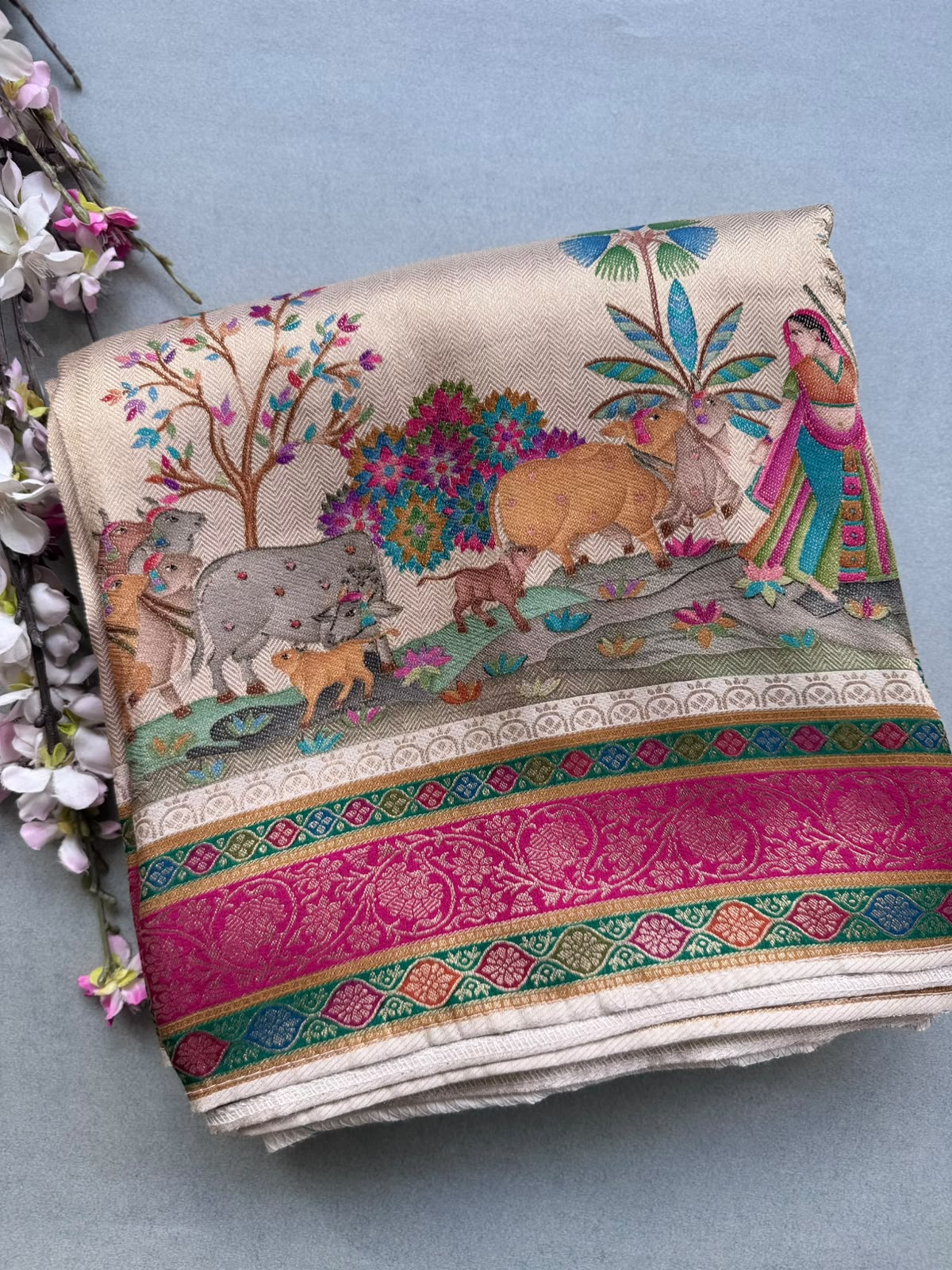 Golden Pashmina Georgette Saree 110