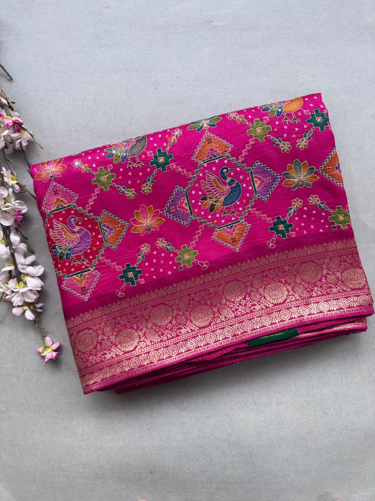 Rani Pink Pashmina Georgette Saree 110