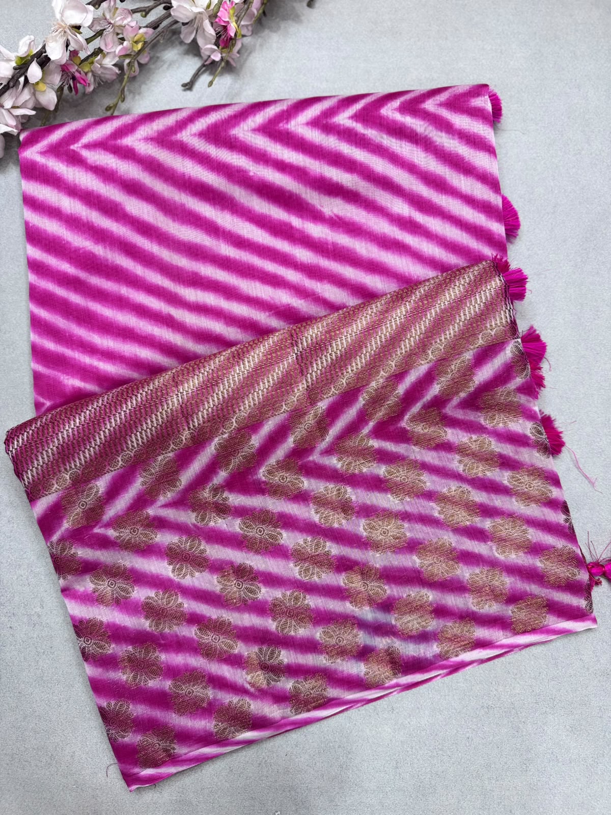 Pink Shibori Semi Tussar Saree 110