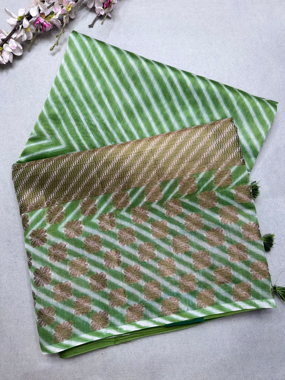 Green Shibori Semi Tussar Saree 110