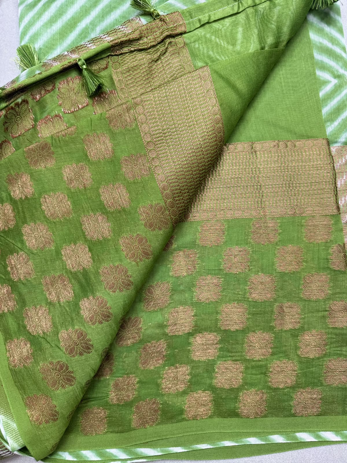 Green Shibori Semi Tussar Saree 110