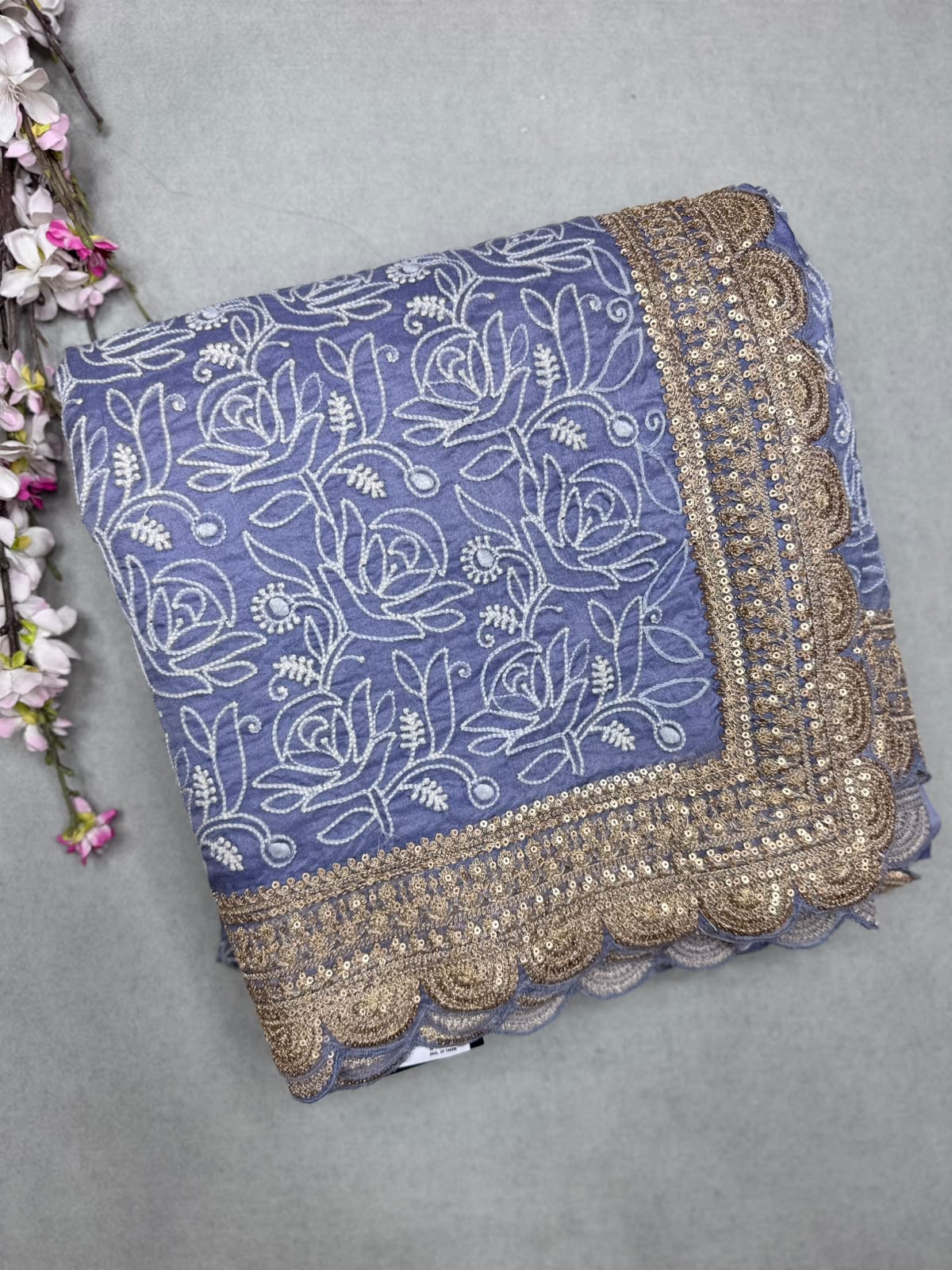 Blue Pure Chikankari Organza Saree (Swara)