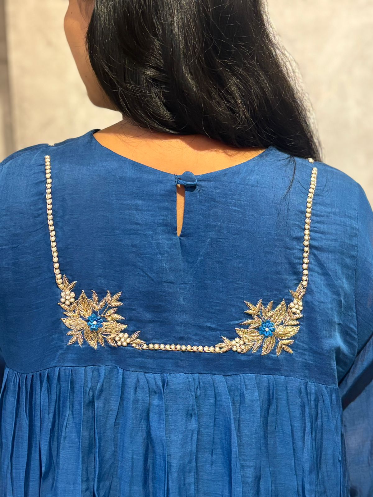 "Mia" Blue Mul Chanderi Cord Set