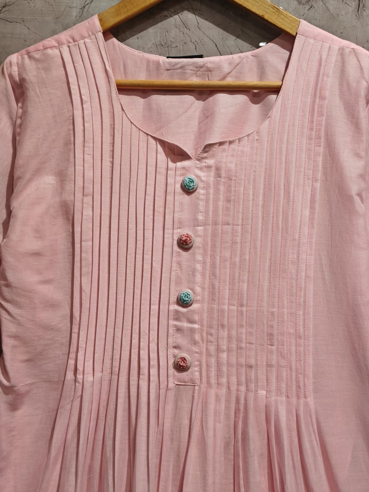 "Sana" Baby Pink Soft Mul Cotton in Boutique style embroidery 3pcs Kurtha suit