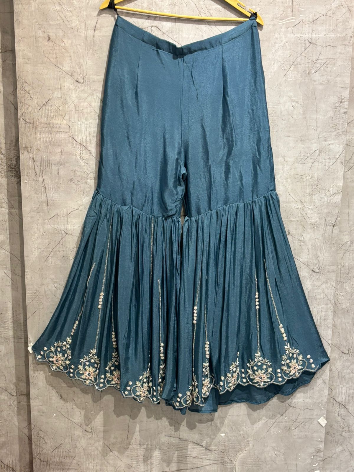 "PARI" Navy Blue Designer Kurtha Set with Handwork and Palzoo Pant