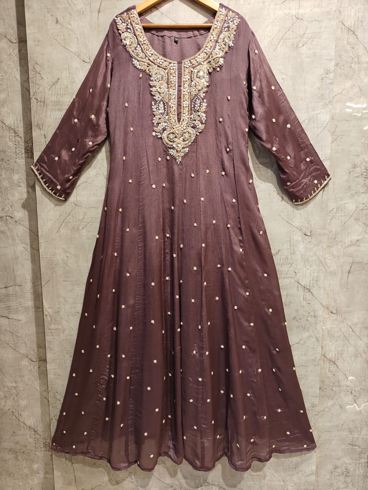 Anarkali Chinnon Hand Embroidery Kurtha 567