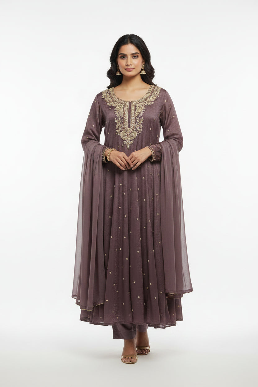 Anarkali Chinnon Hand Embroidery Kurtha 567
