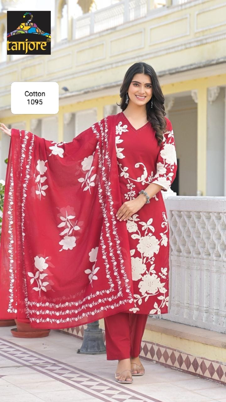 "Navy" Pink Cotton Airline Kurtha With Block Print