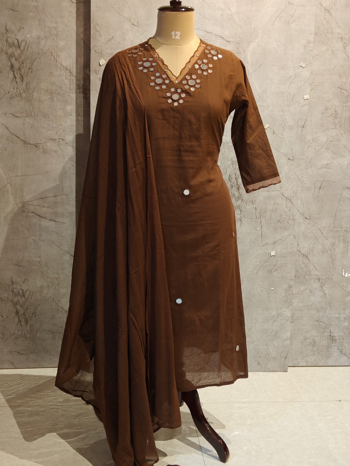 Brown Mul Cotton Staight fir Kurtha  151