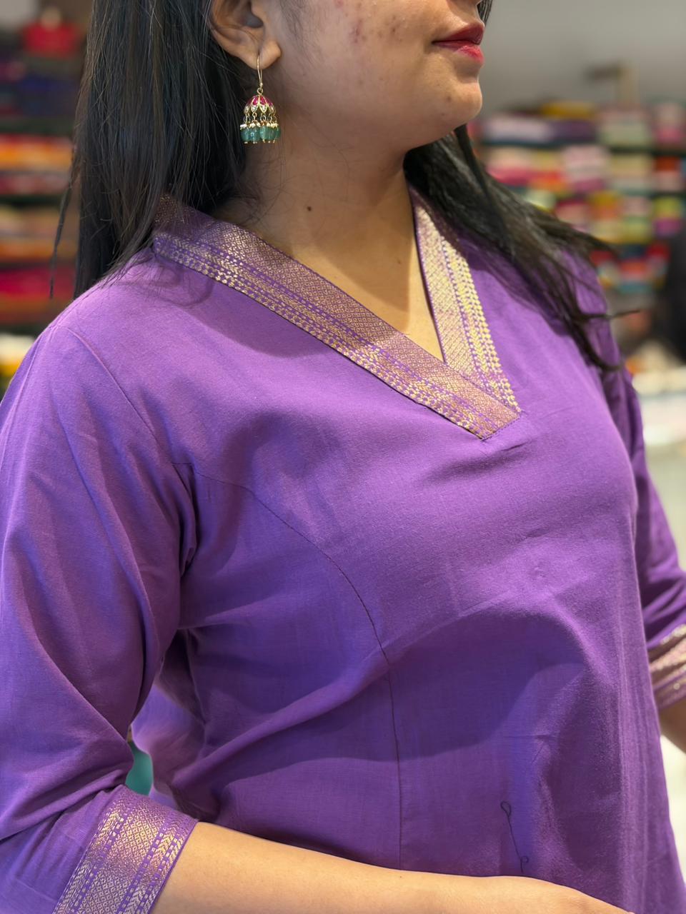 Lavender pure Cotton Cord Set Kurtha 721