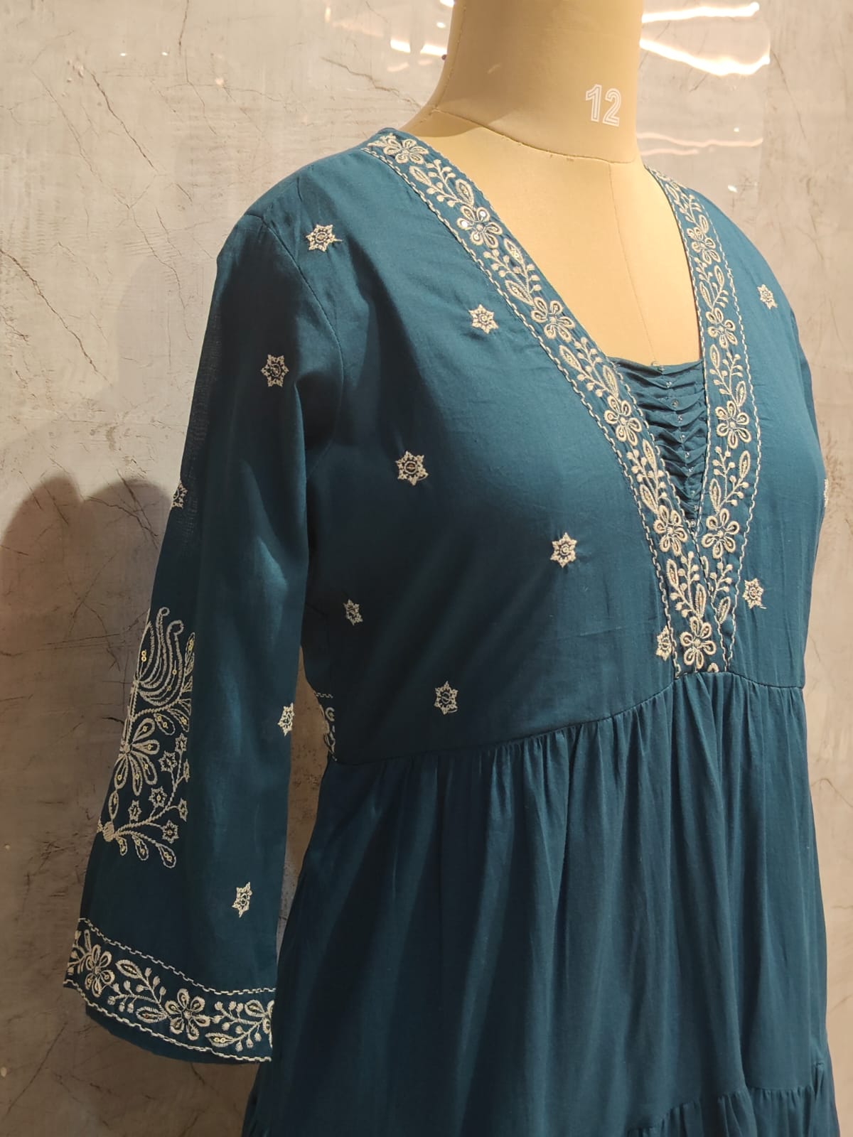 Navy Blue Cotton Thread Embroiedry Anarkali  Kurtha