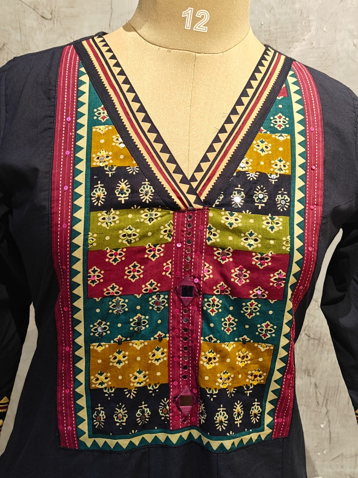 Black Cotton Anarkali Kurtha  151