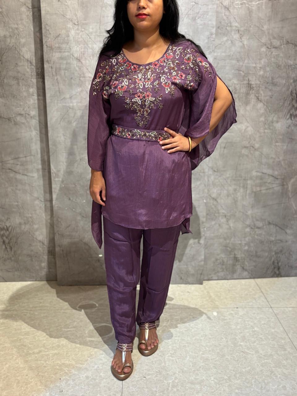 “Kafthan" Dark Lilac Kafthan handwork party ware Kurtha set