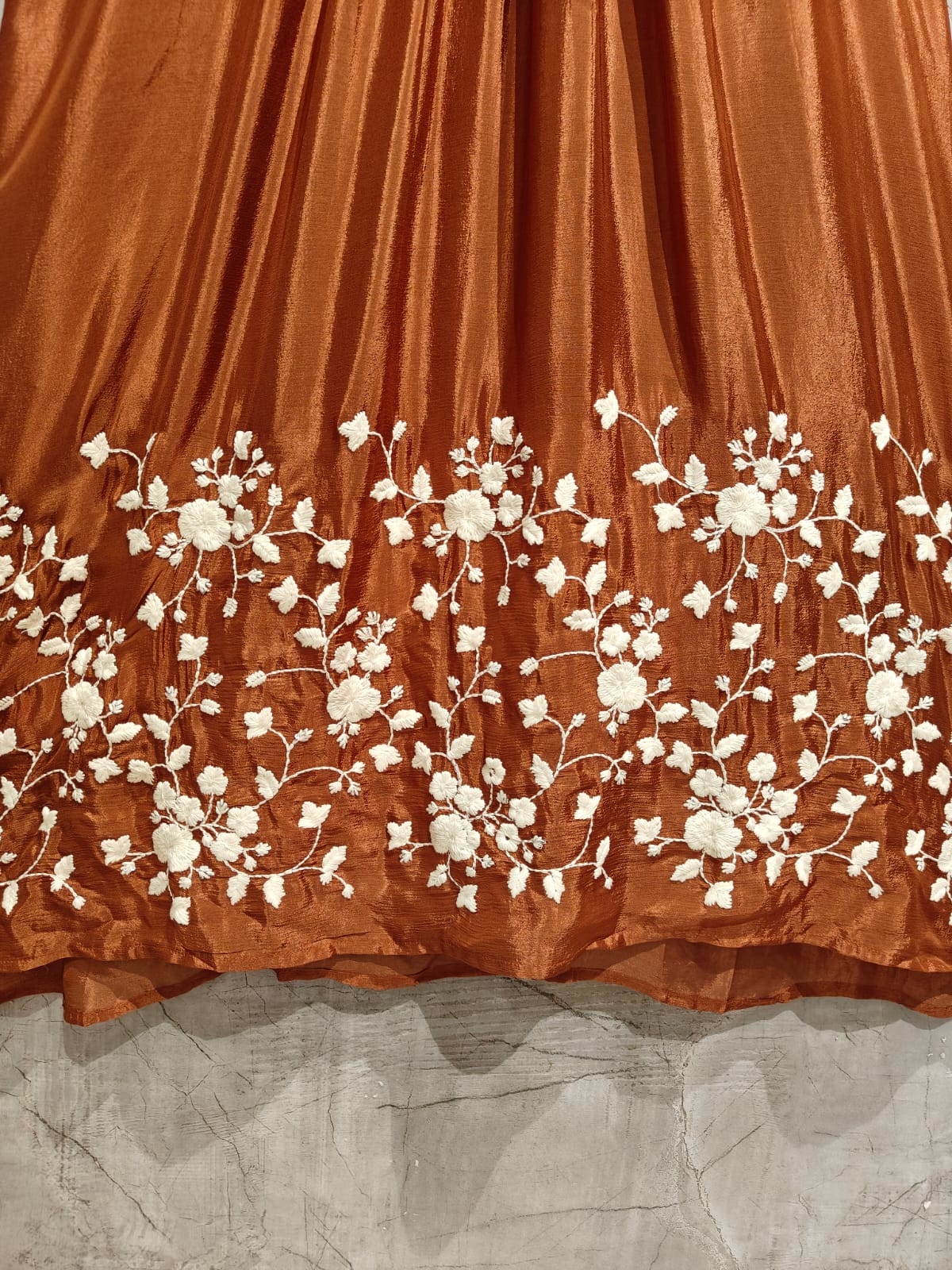 "Devi" Brown Chinnon Embroidery 309 Airline Handwork Kurtha plus size